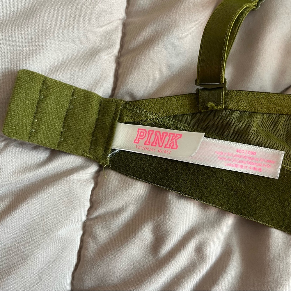 Victoria’s Secret Pink Wear Everywhere Push-up Olive Green Leopard Print Bra - Picture 7 of 8